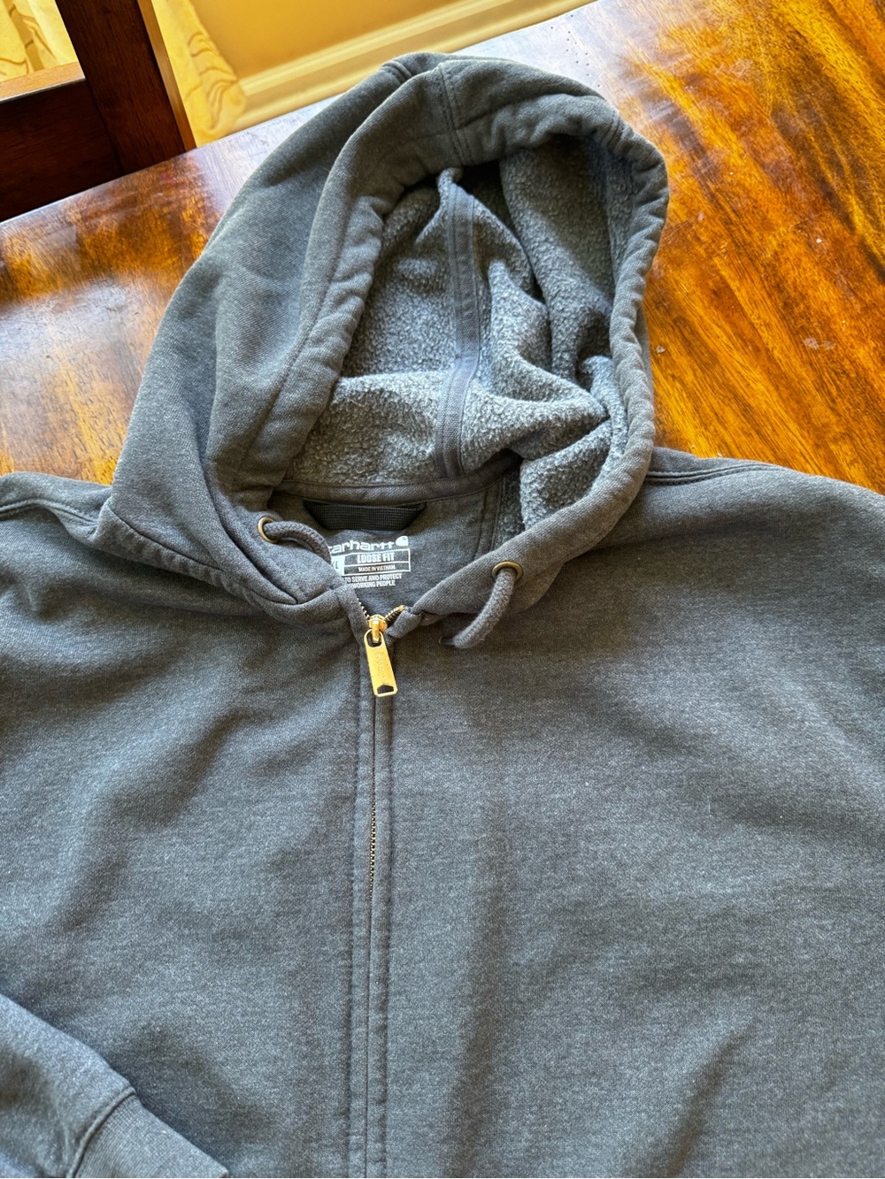 Carhartt Dark Gray Full-Zip Hooded Sweatshirt 2XL loose fit - Picture 4 of 7